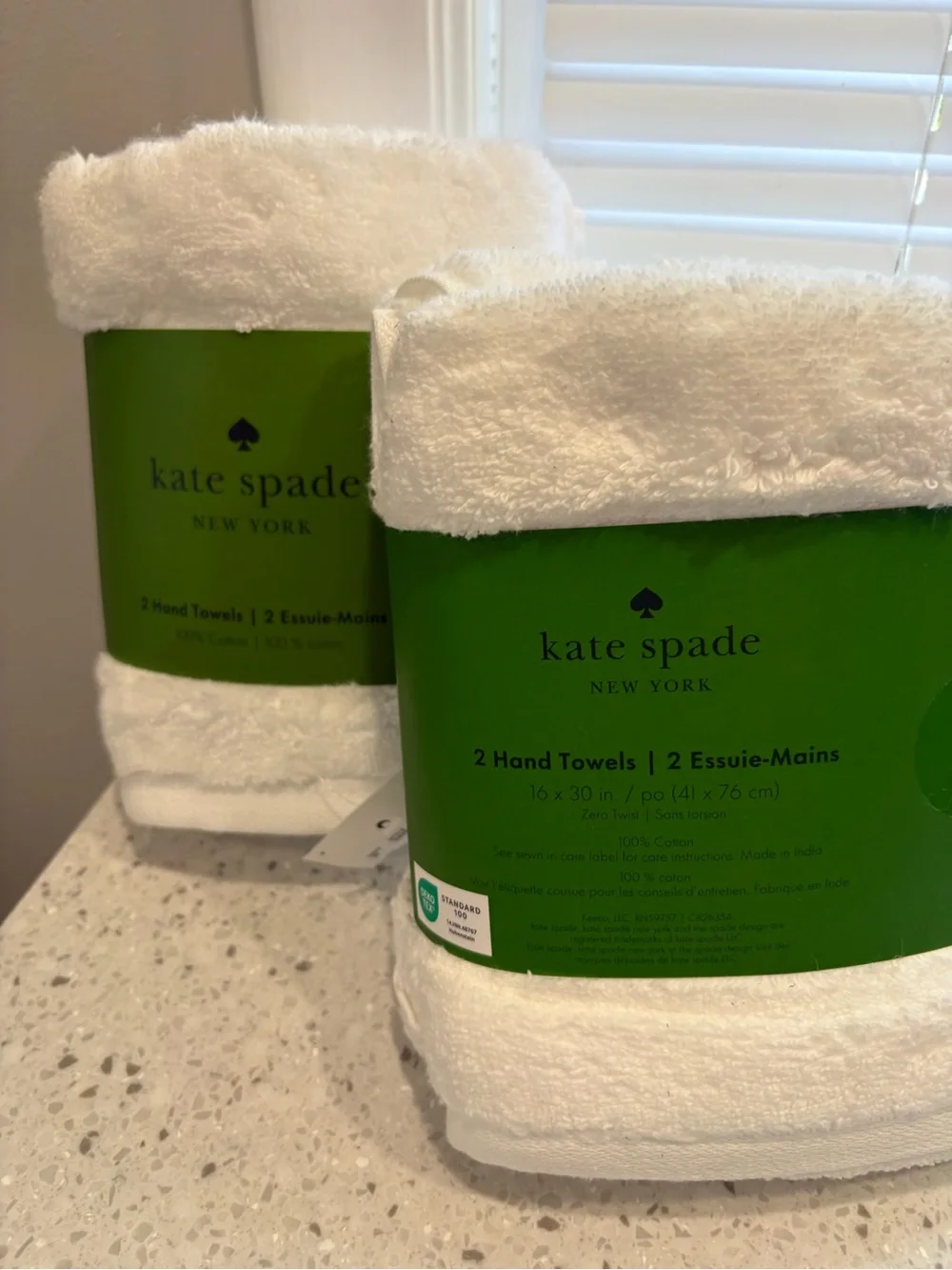 NWT kate spade New York White Hand Towels - Two sets of 2